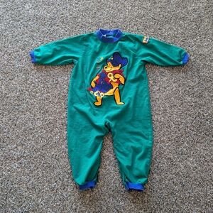 Vintage 90's Disney Store Winnie The Pooh Bear Train Conductor One Piece Romper